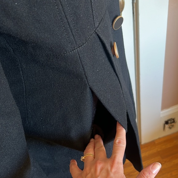 Waisted pea coat with pleated skirt - Picture 9 of 16